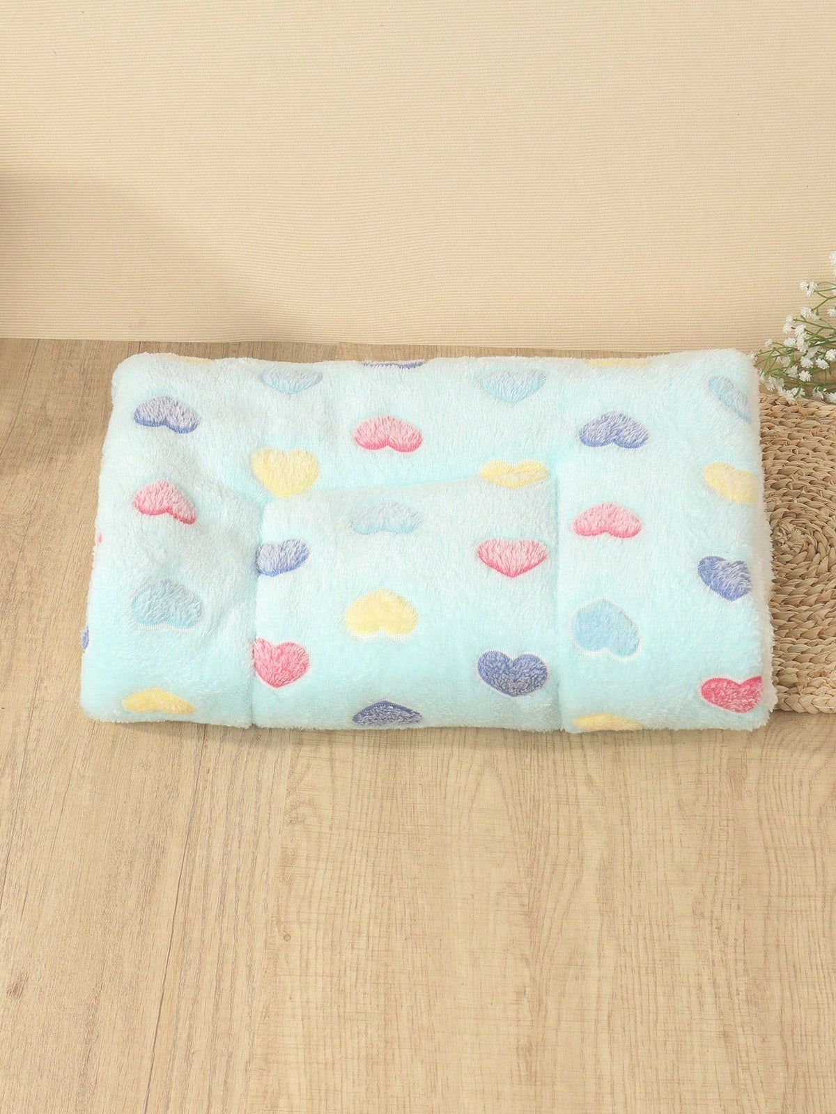 1pc Polyester Star & Heart Breathable Washable Thick Pet Bed Mat For Medium-Small Cats & Dogs, All Seasons (Teddy/Bichon Frise)
