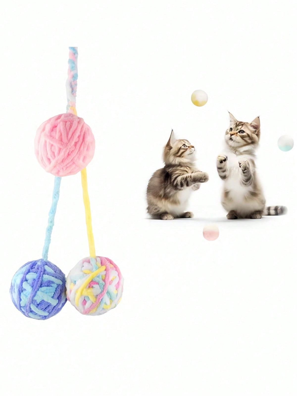 1pc Plus Cat Teaser Ball Multi-Colored Cat Fuzzy Balls&Yarn Soft Interactive Cat Toys For Indoor Cats Self Play, Cat Supplies (Random Color) Christmas For Holiday Gift Giving