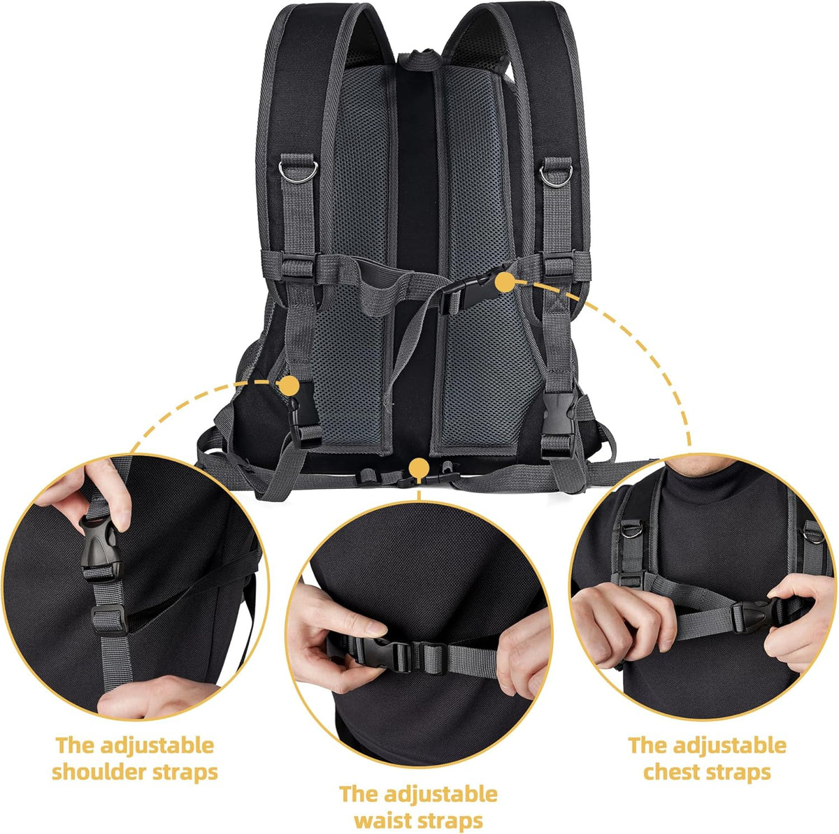 WOYYHO Pet Dog Carrier Backpack Small Dog Front Backpack Ventilated Dog Carrier Back Pack with Storage Pockets, Adjustable Straps & Safety Belt for Travel Hiking Outdoor (Size M: 5-9 lbs, Black)
