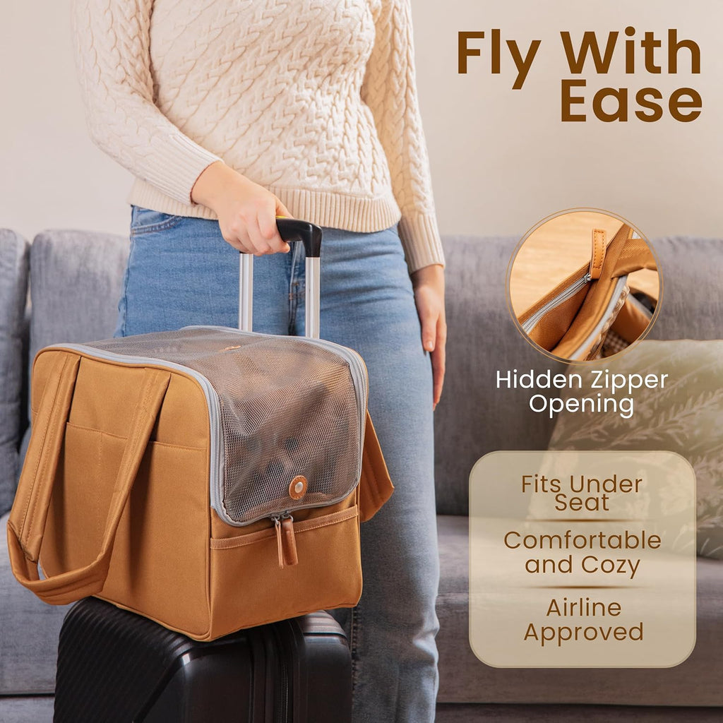 Dog Purse Carrier for Small Dogs – Cotton Padded Interior, Multiple Pockets, Breathable Mesh & Comfortable Strap – Durable Polyester Travel Bag, Lightweight Cat Carrier - Versatile Small Pet Bag
