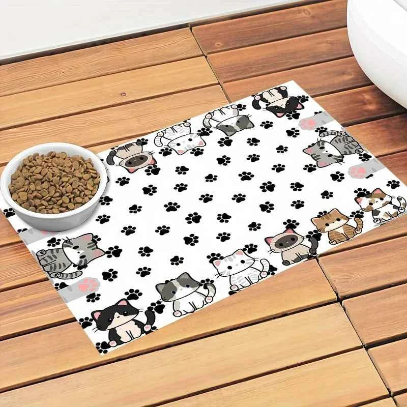 Kawaii Cartoon Diatomaceous Earth Cat Litter & Dining Mat – Water-Absorbent Quick-Drying Non-Slip Home Decor Pet Mat (4 Sizes)